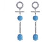 Серьги, серебро 925, бирюза ,циркон 010 01 21-03224 2009 г инфо 10264w.